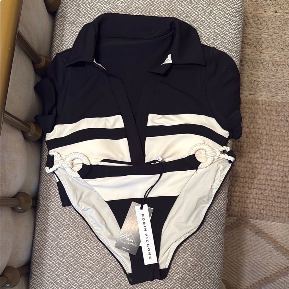 Robin Piccone Monochrome One-Piece Swimsuit